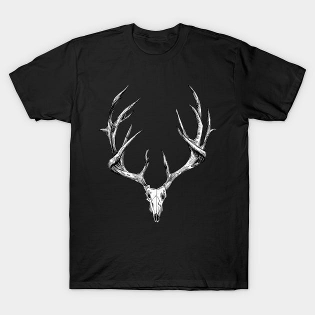 Stag Skull T-Shirt by jassrc